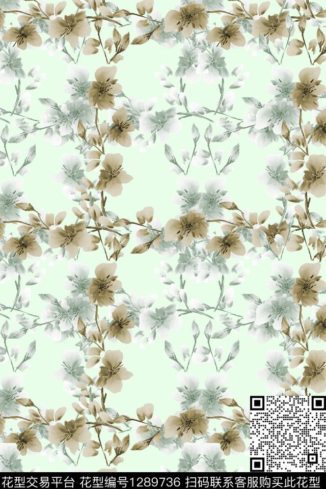 复古抽象花卉水彩数码印花华亿平台下载（图片编号: 1289736） - 瓦栏（Walan）
