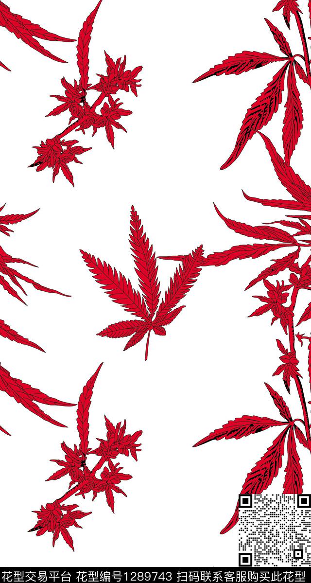 绿植树叶数码华亿平台大牌风数码印花华亿平台下载（图片编号: 1289743） - 瓦栏（Walan）