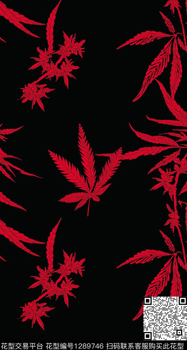 绿植树叶数码华亿平台大牌风数码印花华亿平台下载（图片编号: 1289746） - 瓦栏（Walan）