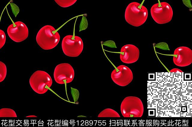 樱桃绿植树叶花卉数码印花华亿平台下载（图片编号: 1289755） - 瓦栏（Walan）