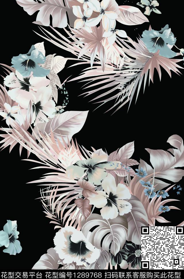 绿植树叶数码华亿平台热带华亿平台数码印花华亿平台下载（图片编号: 1289768） - 瓦栏（Walan）