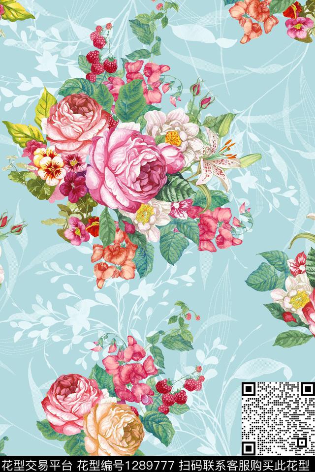 水彩大牌风小清新数码印花华亿平台下载（图片编号: 1289777） - 瓦栏（Walan）