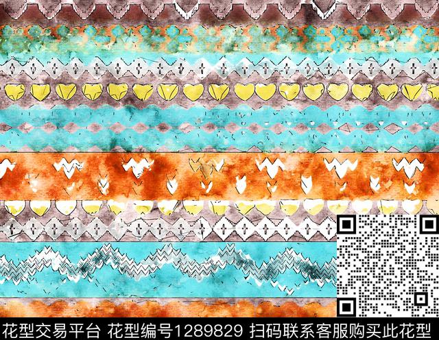 水彩手绘民族风数码印花华亿平台下载（图片编号: 1289829） - 瓦栏（Walan）