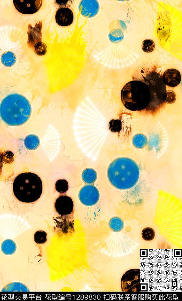 水彩几何手绘数码印花华亿平台下载（图片编号: 1289830） - 瓦栏（Walan）