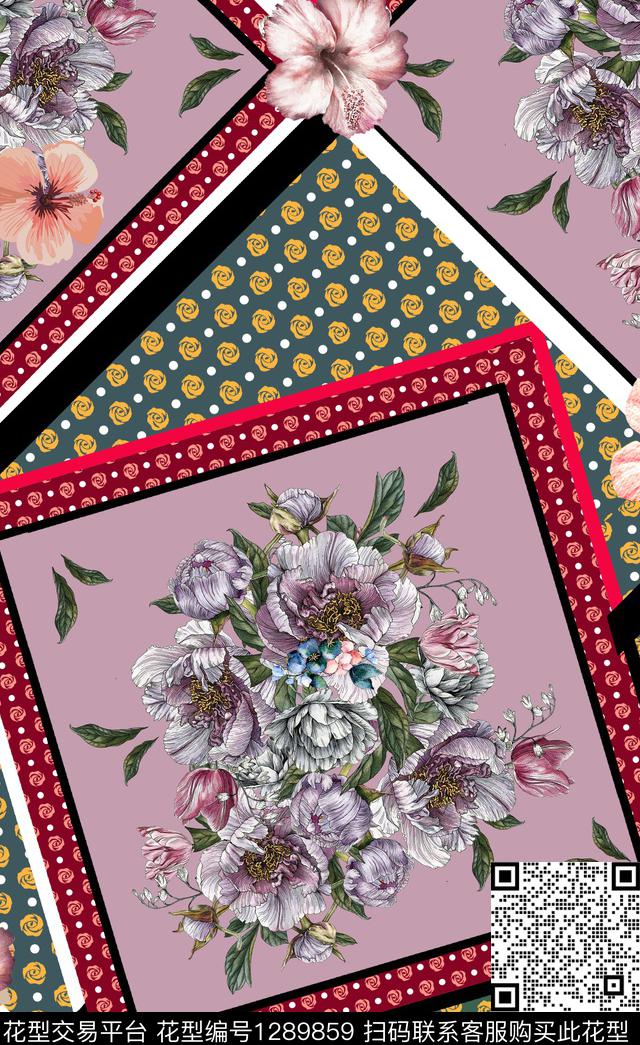 方巾数码华亿平台花卉数码印花华亿平台下载（图片编号: 1289859） - 瓦栏（Walan）