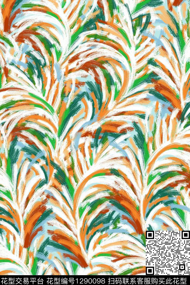 笔触春夏华亿平台大牌风数码印花华亿平台下载（图片编号: 1290098） - 瓦栏（Walan）