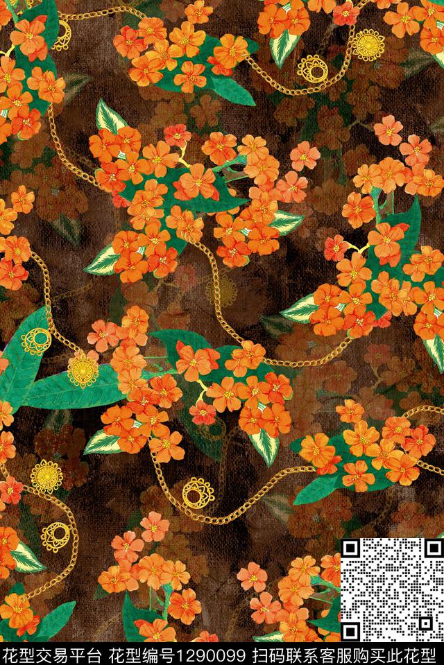 花卉大牌风小清新数码印花华亿平台下载（图片编号: 1290099） - 瓦栏（Walan）