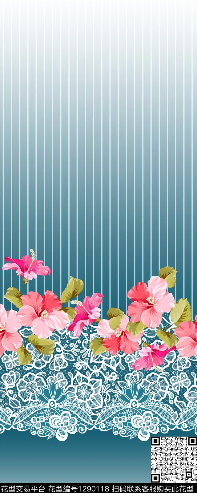 定位花花卉渐变数码印花华亿平台下载（图片编号: 1290118） - 瓦栏（Walan）