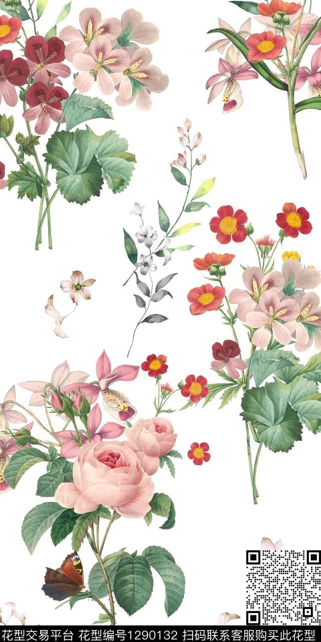 大花大牌风手绘花卉数码印花华亿平台下载（图片编号: 1290132） - 瓦栏（Walan）