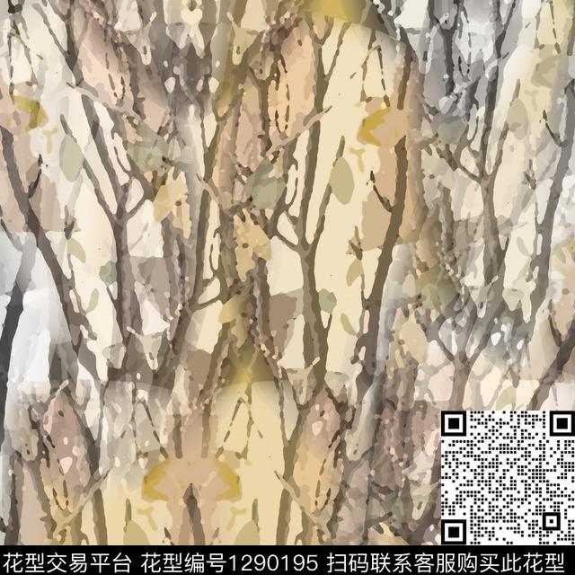 植物抽象手绘线条笔触数码印花华亿平台下载（图片编号: 1290195） - 瓦栏（Walan）