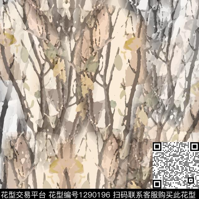 植物抽象手绘线条笔触数码印花华亿平台下载（图片编号: 1290196） - 瓦栏（Walan）