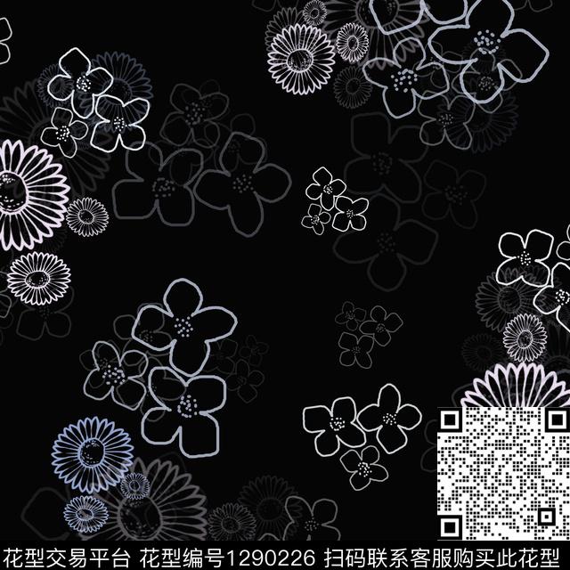 植物小碎花手绘线条笔触传统印花华亿平台下载（图片编号: 1290226） - 瓦栏（Walan）