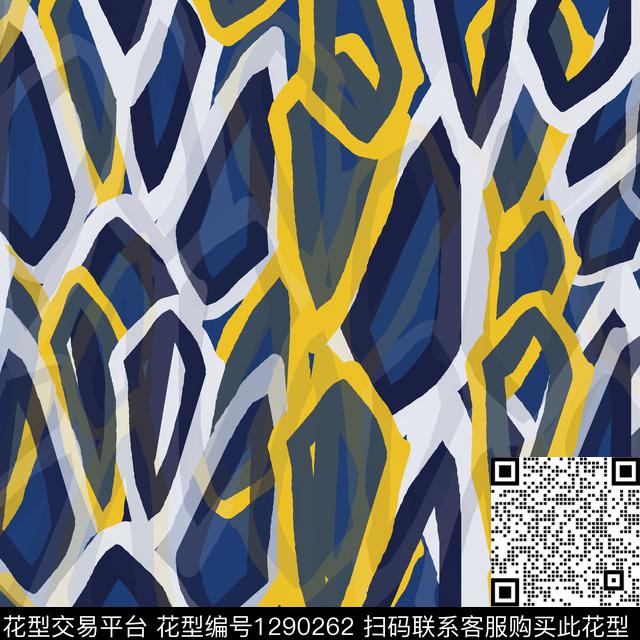 几何大牌风手绘线条笔触数码印花华亿平台下载（图片编号: 1290262） - 瓦栏（Walan）