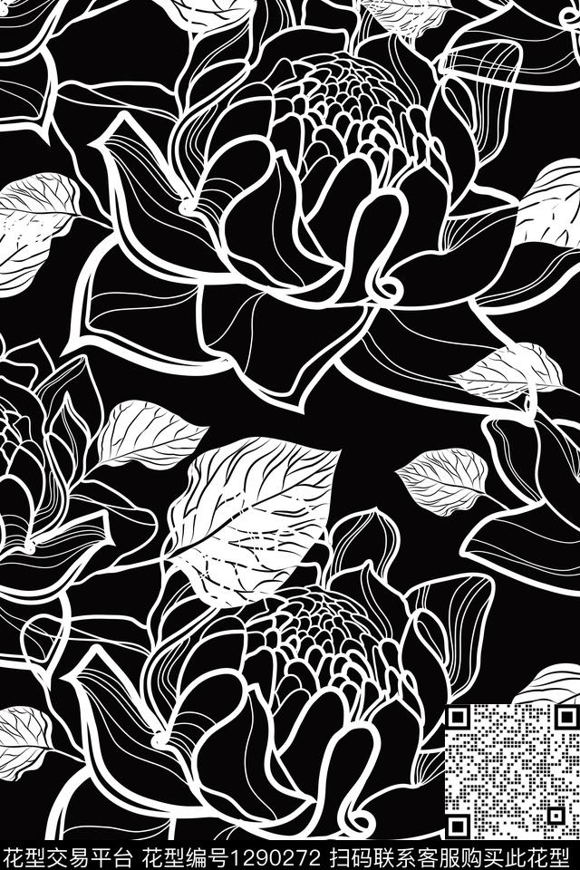 花卉花边手绘传统印花华亿平台下载（图片编号: 1290272） - 瓦栏（Walan）