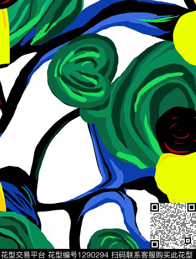 花卉抽象油画华亿平台数码印花华亿平台下载（图片编号: 1290294） - 瓦栏（Walan）