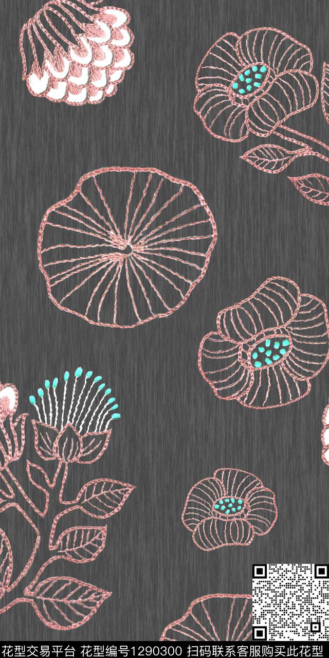 图案——花卉图案——面料图案——服饰数码印花华亿平台下载（图片编号: 1290300） - 瓦栏（Walan）
