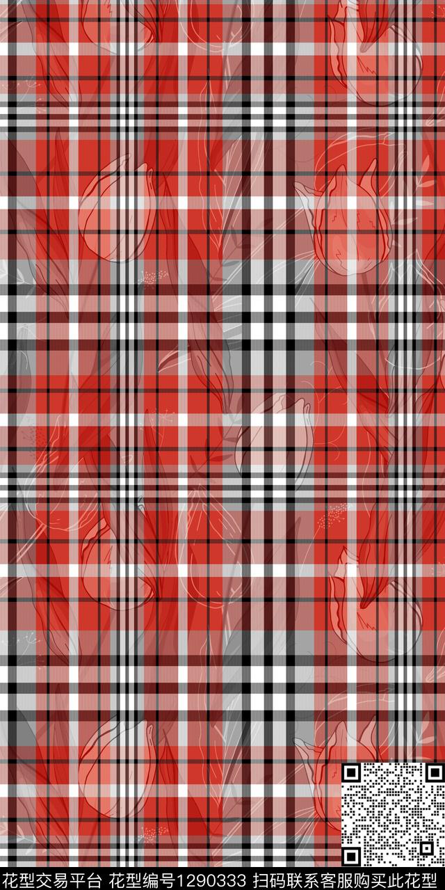满版散花格子底纹数码印花华亿平台下载（图片编号: 1290333） - 瓦栏（Walan）