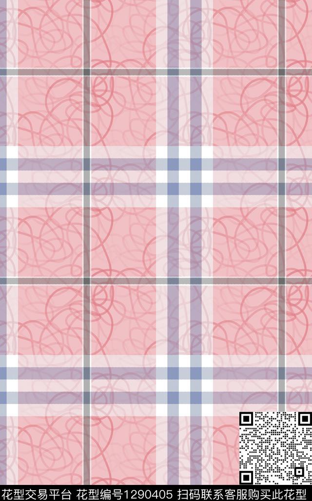 满版散花格子底纹数码印花华亿平台下载（图片编号: 1290405） - 瓦栏（Walan）