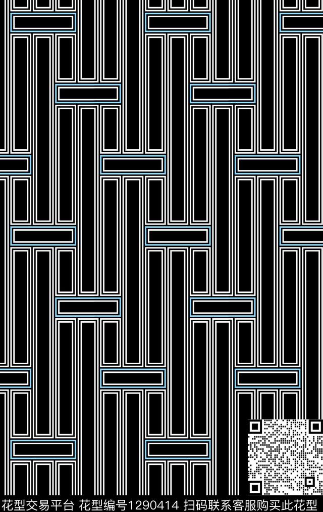 几何满版散花条纹传统印花华亿平台下载（图片编号: 1290414） - 瓦栏（Walan）