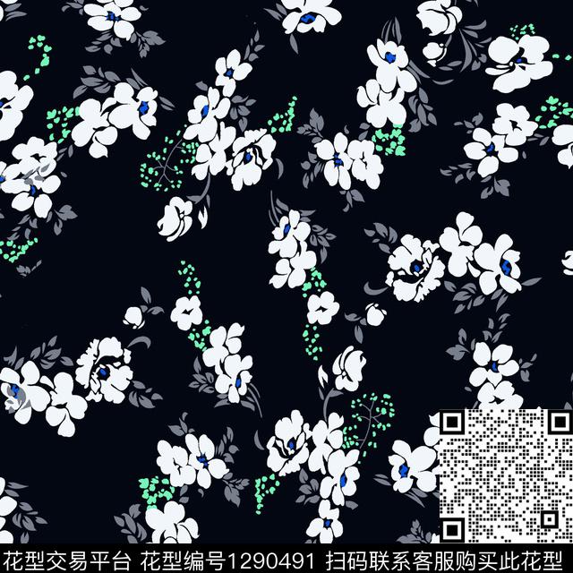 简约花卉满版散花传统印花华亿平台下载（图片编号: 1290491） - 瓦栏（Walan）