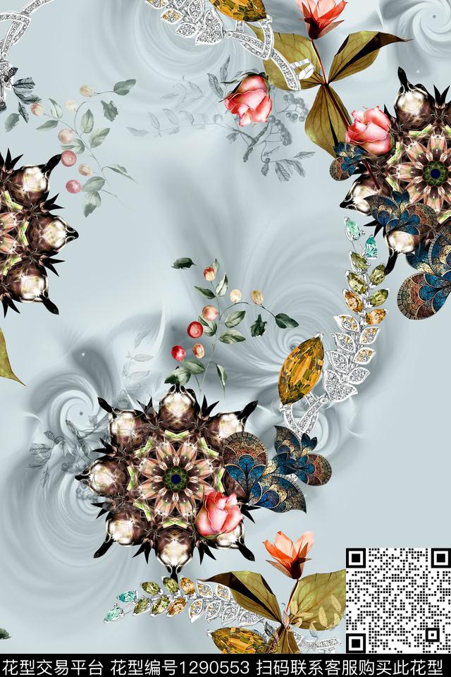 底纹绿植树叶抽象数码印花华亿平台下载（图片编号: 1290553） - 瓦栏（Walan）