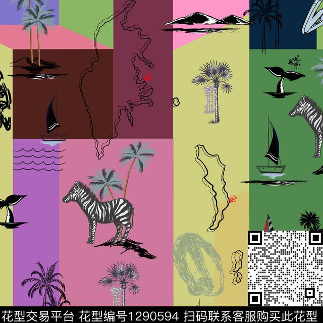 卡通动物树林雪纺传统印花华亿平台下载（图片编号: 1290594） - 瓦栏（Walan）