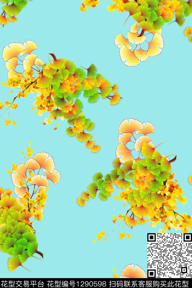 数码华亿平台绿植树叶1/2接数码印花华亿平台下载（图片编号: 1290598） - 瓦栏（Walan）