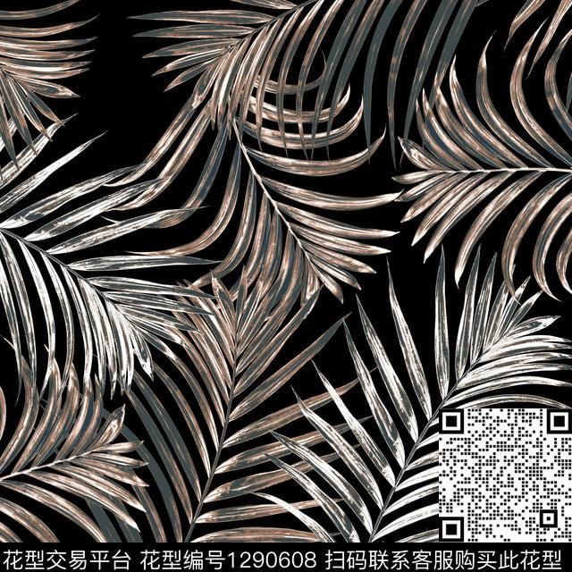 绿植树叶春夏华亿平台棕榈树数码印花华亿平台下载（图片编号: 1290608） - 瓦栏（Walan）