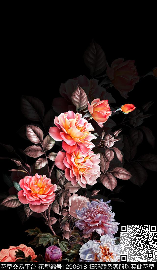 女装连衣裙大牌风数码印花华亿平台下载（图片编号: 1290618） - 瓦栏（Walan）