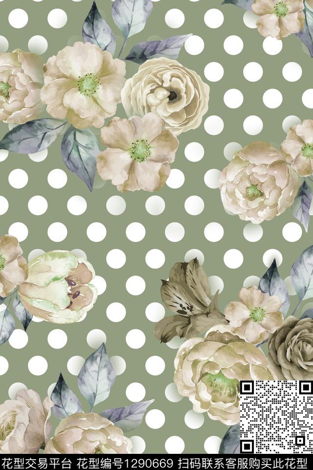 花卉大花混合华亿平台数码印花华亿平台下载（图片编号: 1290669） - 瓦栏（Walan）