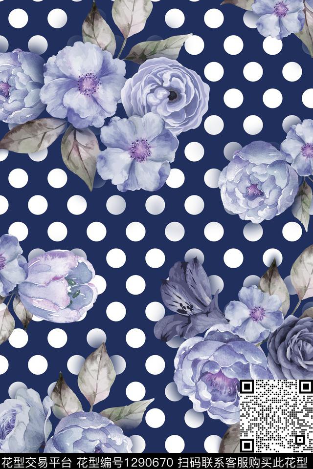 花卉大花混合华亿平台数码印花华亿平台下载（图片编号: 1290670） - 瓦栏（Walan）