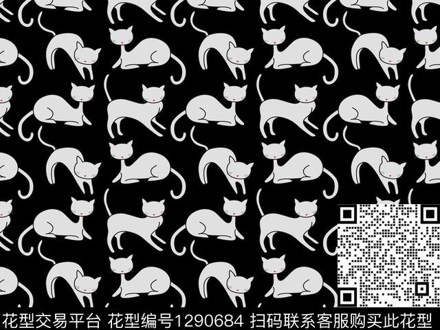 动物女装猫传统印花华亿平台下载（图片编号: 1290684） - 瓦栏（Walan）