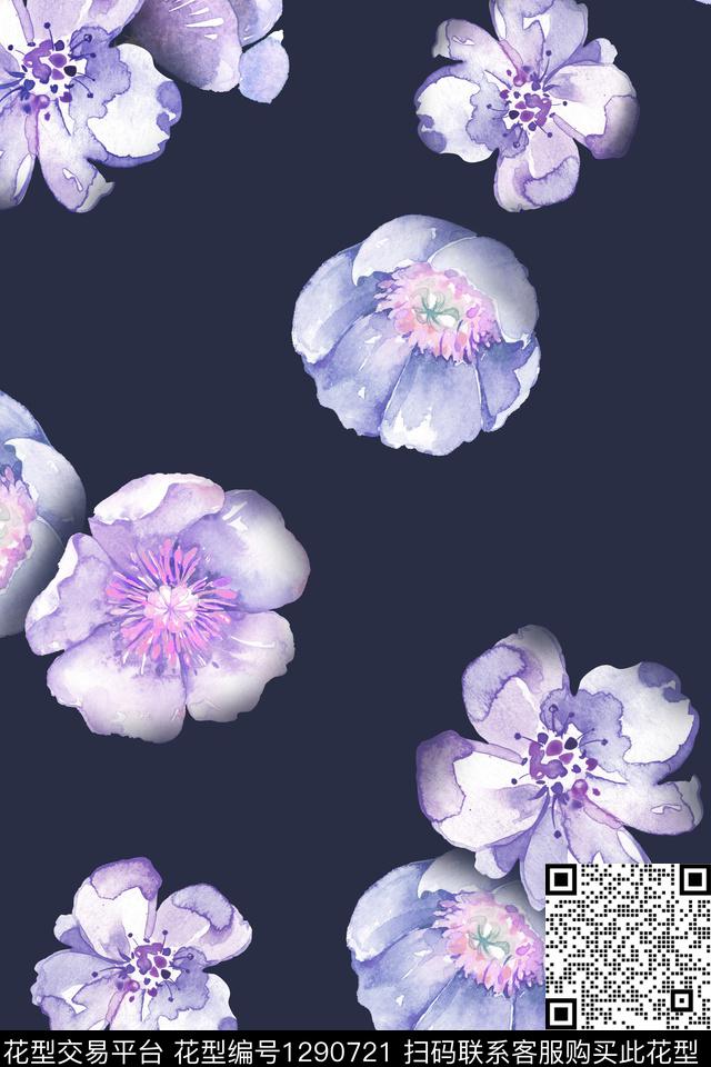 女装花卉大花数码印花华亿平台下载（图片编号: 1290721） - 瓦栏（Walan）