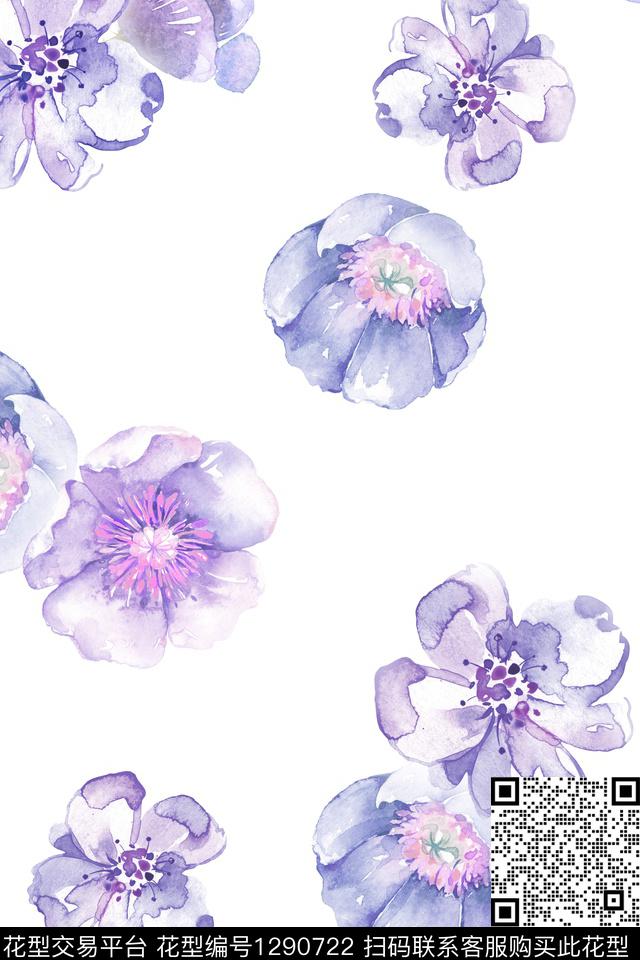 女装花卉大花数码印花华亿平台下载（图片编号: 1290722） - 瓦栏（Walan）