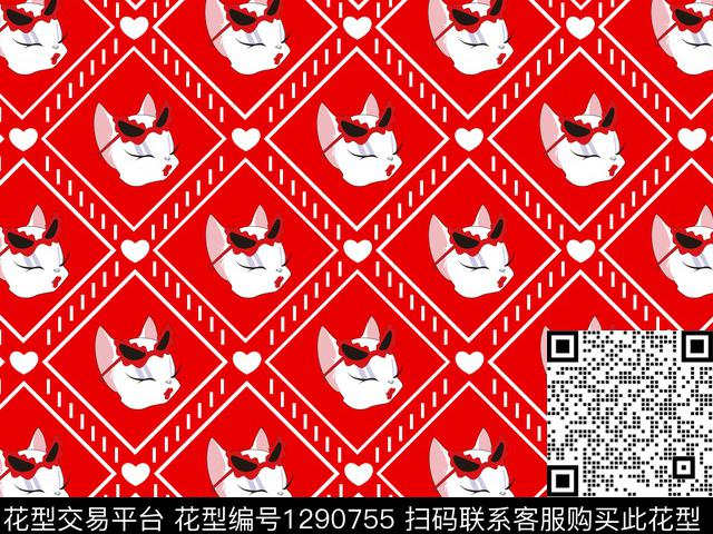 动物格子卡通传统印花华亿平台下载（图片编号: 1290755） - 瓦栏（Walan）