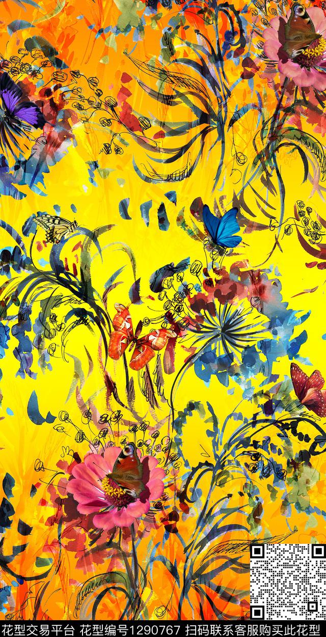定位花动物花卉数码印花华亿平台下载（图片编号: 1290767） - 瓦栏（Walan）