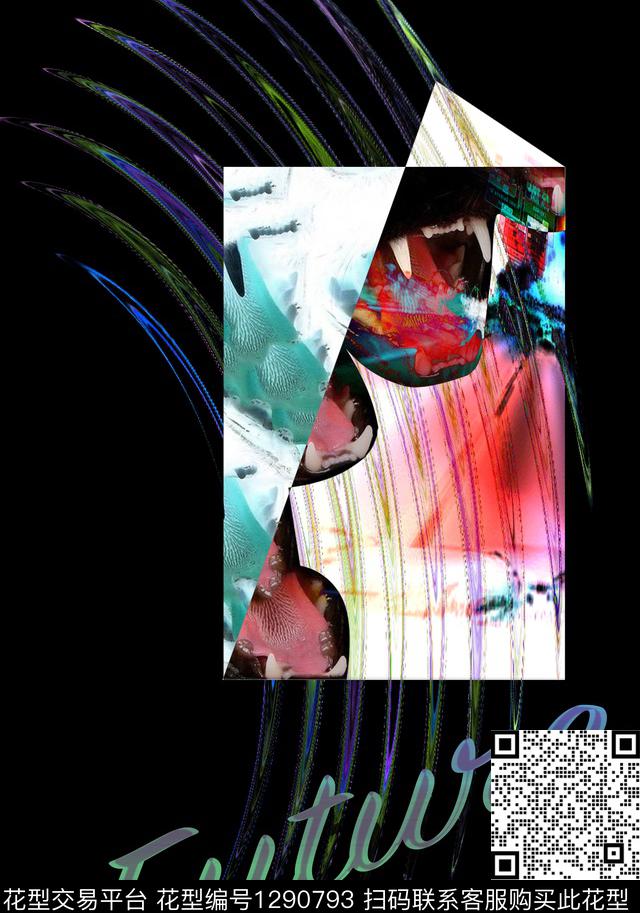 卡通动物迷幻科技数码印花华亿平台下载（图片编号: 1290793） - 瓦栏（Walan）