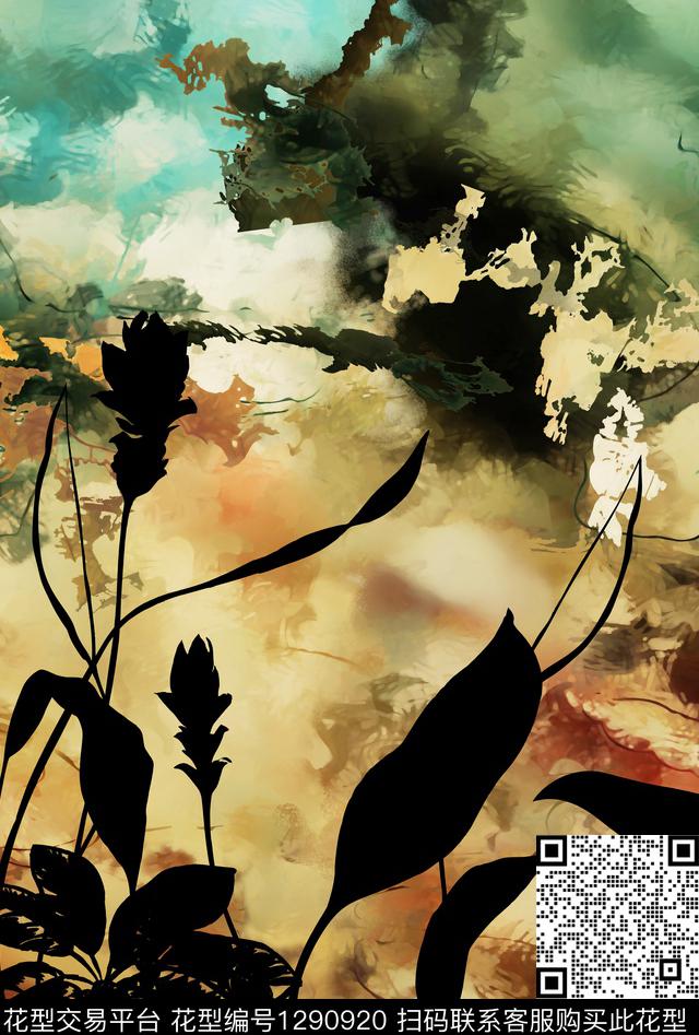 蜡染花卉大牌风数码印花华亿平台下载（图片编号: 1290920） - 瓦栏（Walan）