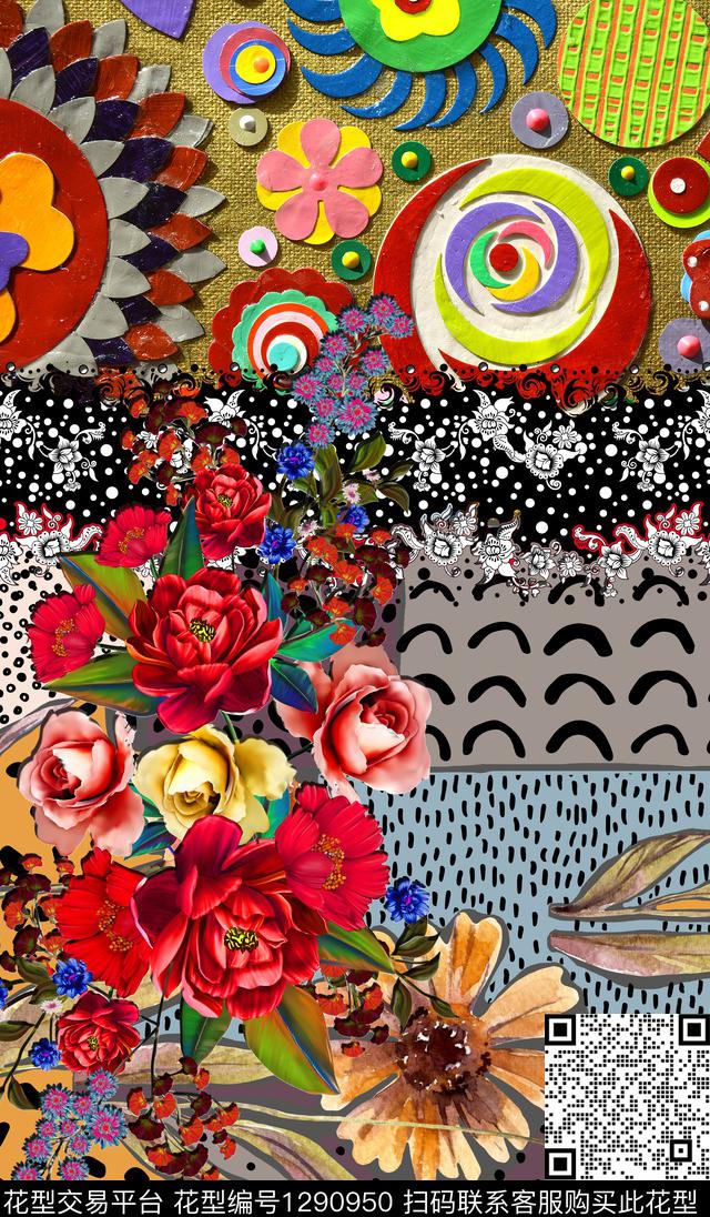 定位花连衣裙中老年数码印花华亿平台下载（图片编号: 1290950） - 瓦栏（Walan）