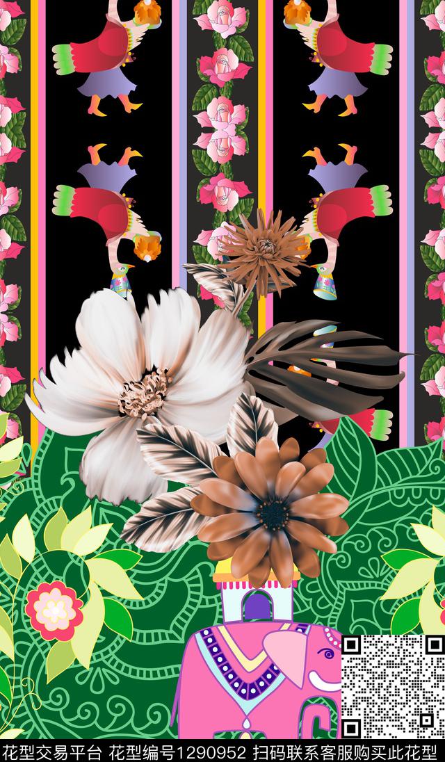 定位花连衣裙中老年数码印花华亿平台下载（图片编号: 1290952） - 瓦栏（Walan）