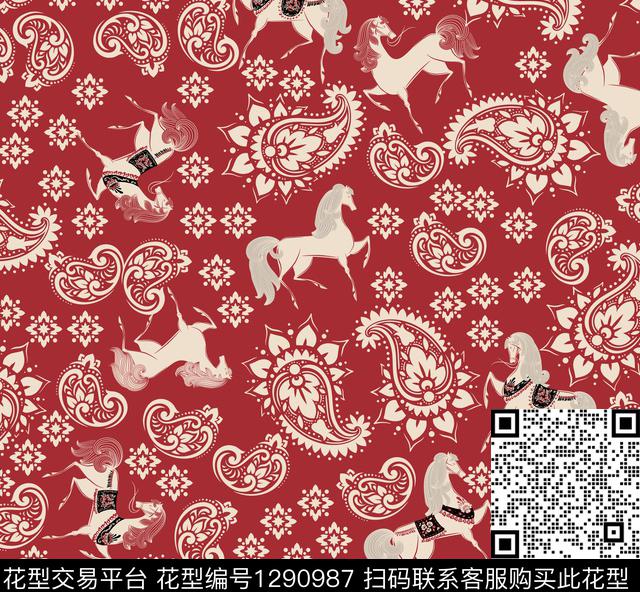 蜡染佩斯利传统华亿平台传统印花华亿平台下载（图片编号: 1290987） - 瓦栏（Walan）