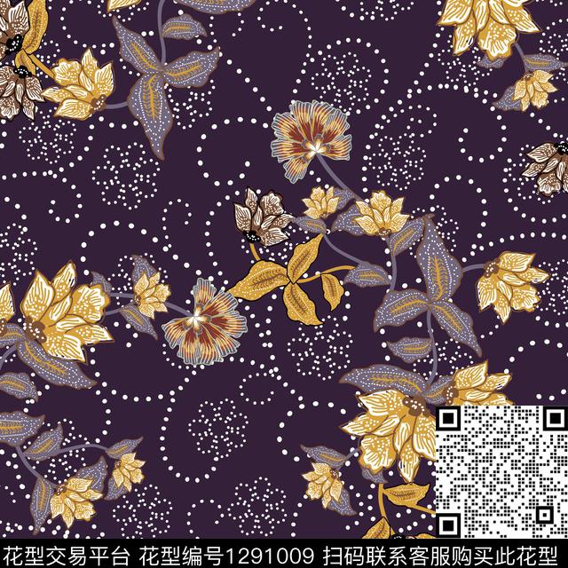 蜡染花卉春夏华亿平台数码印花华亿平台下载（图片编号: 1291009） - 瓦栏（Walan）