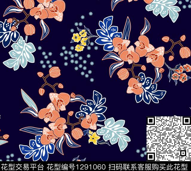 蜡染花卉抽象传统印花华亿平台下载（图片编号: 1291060） - 瓦栏（Walan）