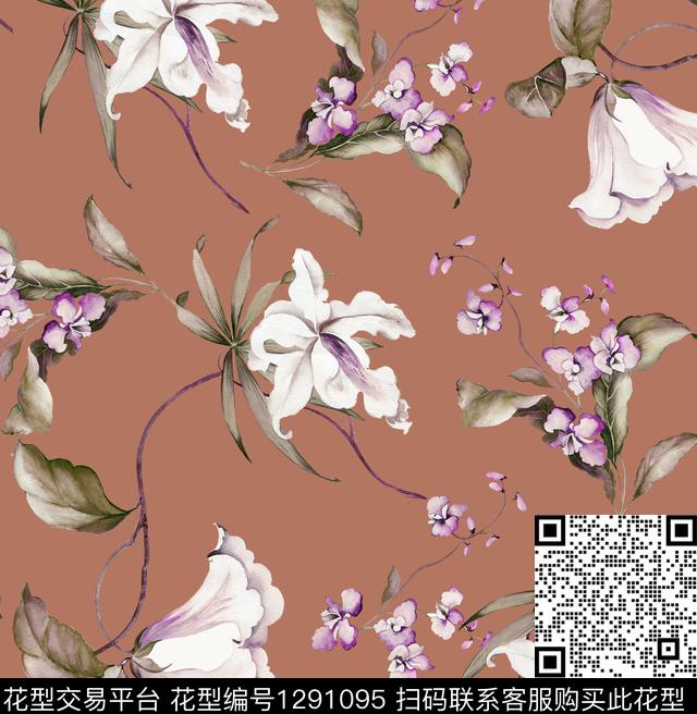 花卉春夏华亿平台大花数码印花华亿平台下载（图片编号: 1291095） - 瓦栏（Walan）