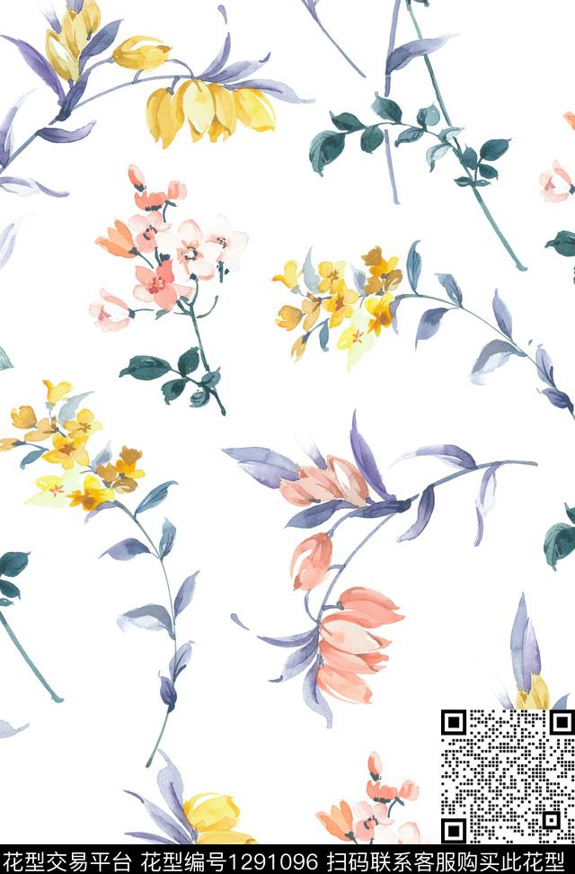 花卉春夏华亿平台小碎花数码印花华亿平台下载（图片编号: 1291096） - 瓦栏（Walan）