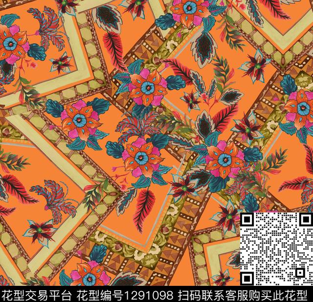 花卉波西米亚趣味数码印花华亿平台下载（图片编号: 1291098） - 瓦栏（Walan）