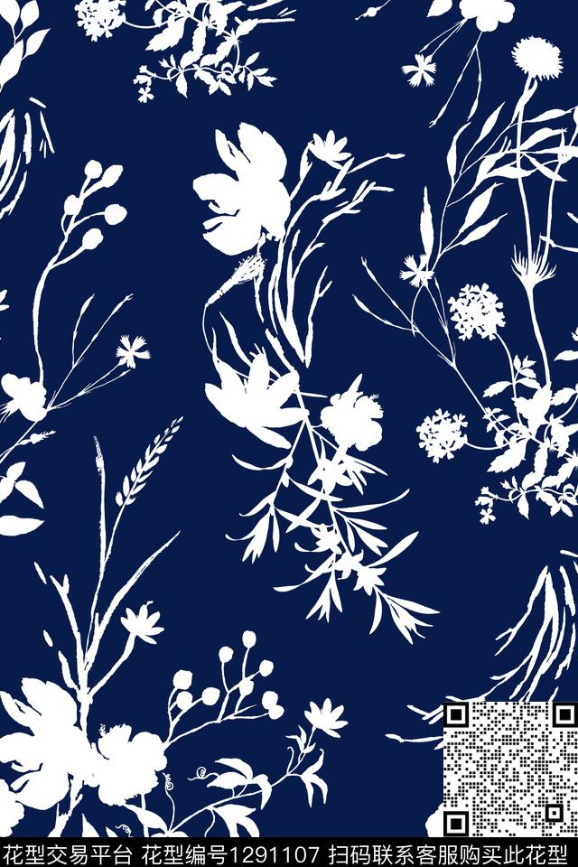 签字笔小碎花花卉传统印花华亿平台下载（图片编号: 1291107） - 瓦栏（Walan）