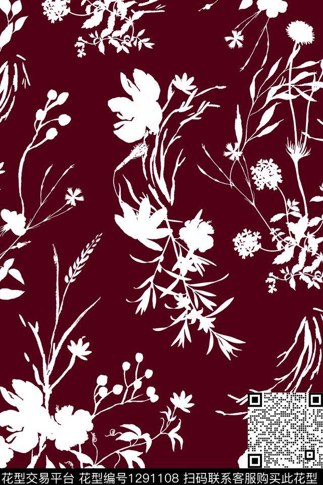 签字笔小碎花花卉传统印花华亿平台下载（图片编号: 1291108） - 瓦栏（Walan）