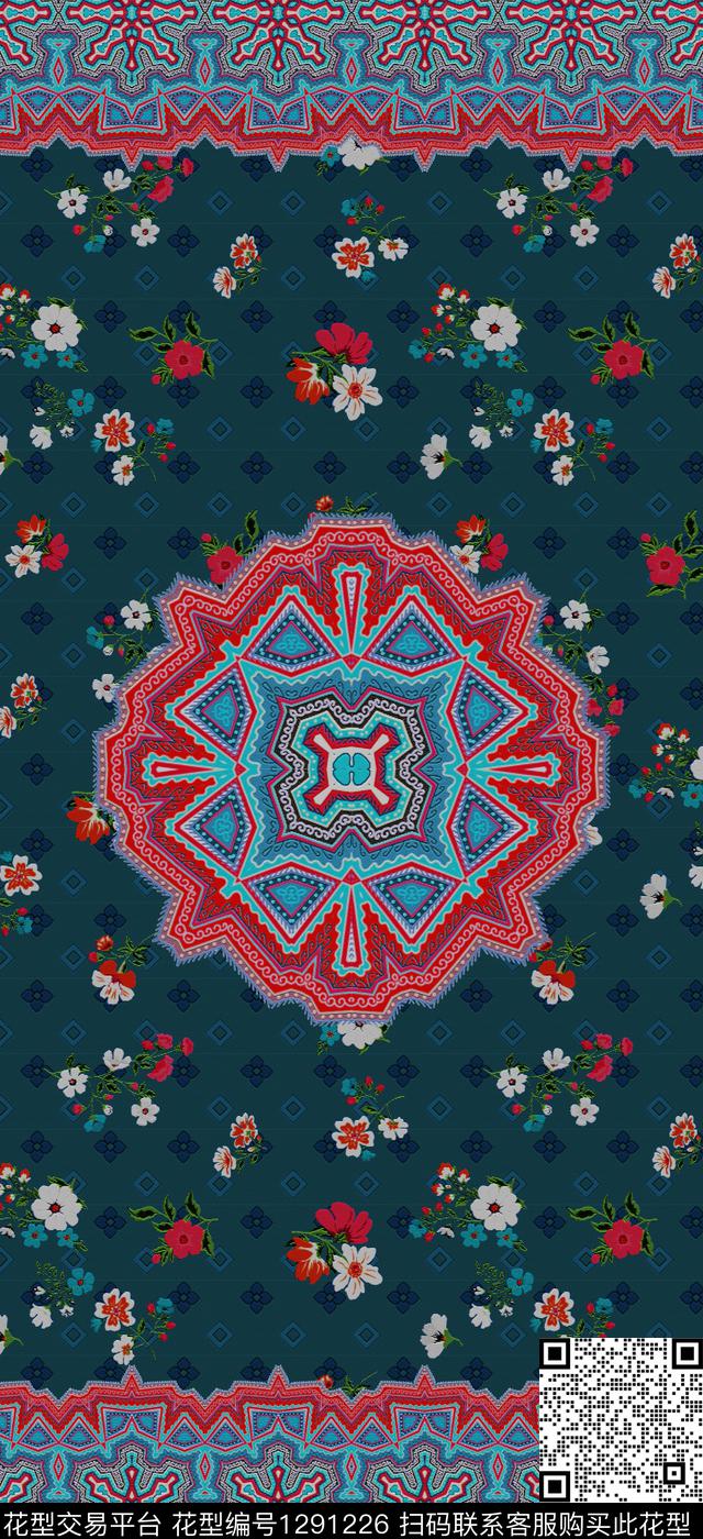 花卉民族风双边定位数码印花华亿平台下载（图片编号: 1291226） - 瓦栏（Walan）