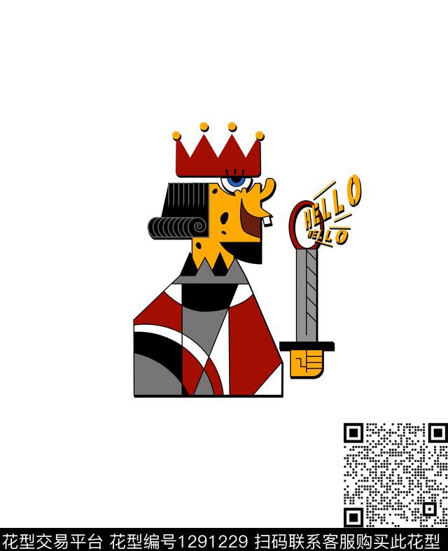 卡通人物几何字母传统印花华亿平台下载（图片编号: 1291229） - 瓦栏（Walan）